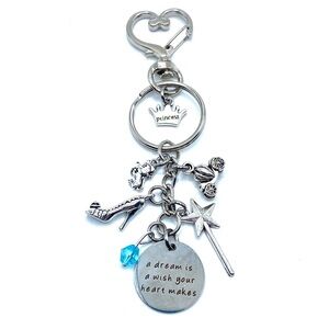 Cinderella Keychain Bag Charm Fairytale Princess Shoe Carriage Mouse Wand Charms